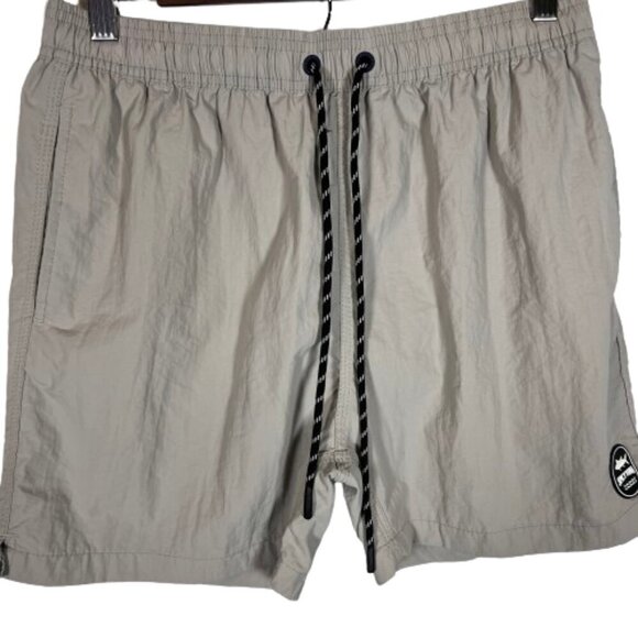 Spicy Tuna Mens Swim Trunks Shorts‎ Elastic Drawstring Waist Taupe Size Medium - Picture 4 of 10